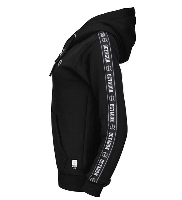 Hoodie Octagon Stripe ZIP capuchon zwart