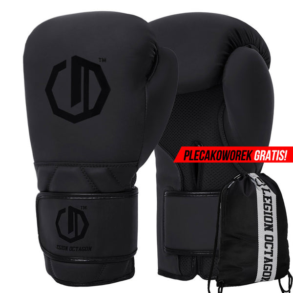 Rękawice bokserskie Legion Octagon Enforcer dark black plecakoworek GRATIS!