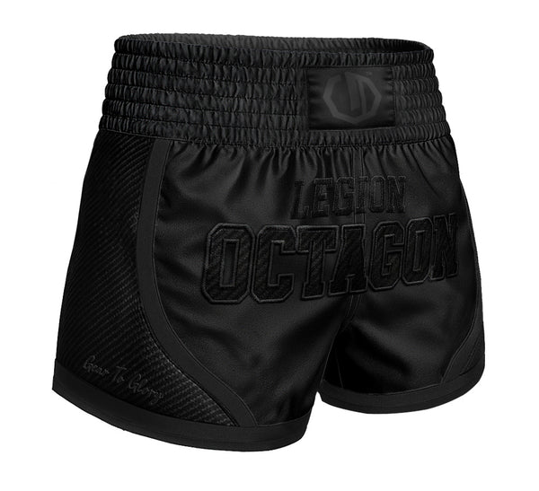 Spodenki Kickboxing/Muay Thai Legion Octagon Kevlar PREMIUM black/black