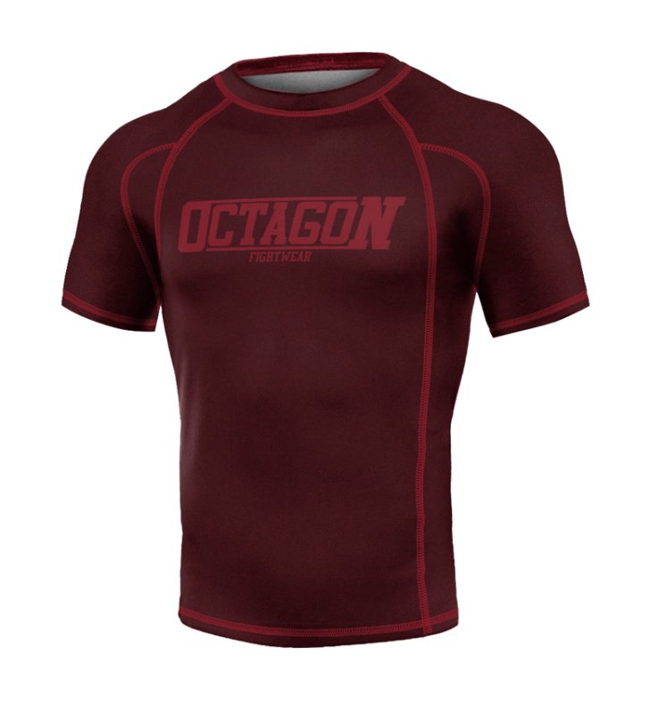 Rashguard Octagon Fight Wear burgund korte mouw