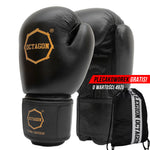 Rękawice bokserskie Octagon Royal black/gold SKÓRA plecakoworek GRATIS!