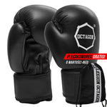 Rękawice bokserskie Octagon Victory PU black/white plecakoworek GRATIS!