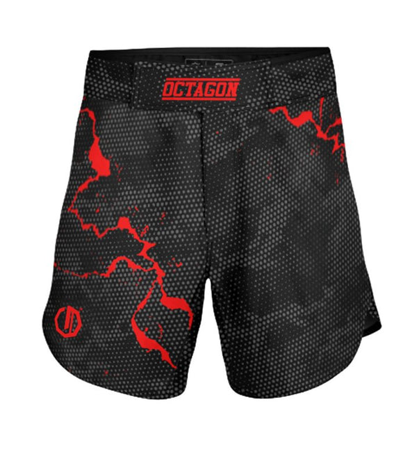 MMA Shorts Octagon Marble Camo red