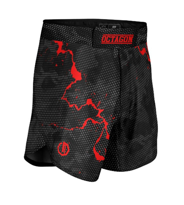 MMA Shorts Octagon Marble Camo red