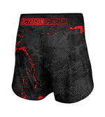 MMA Shorts Octagon Marble Camo red