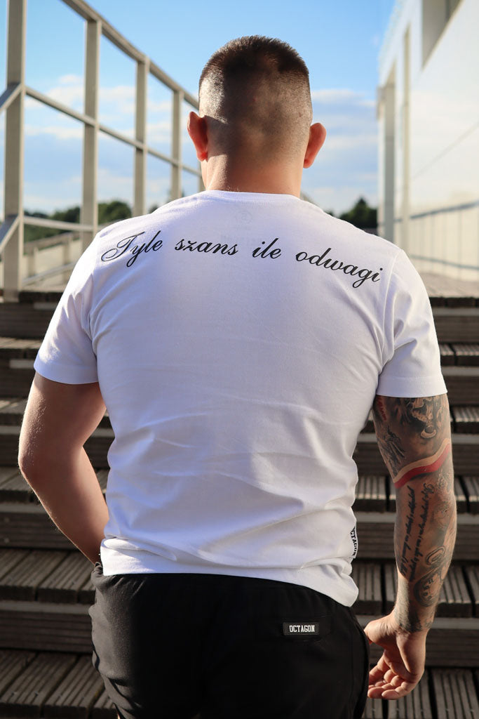T-shirt Octagon Tyle Szans Ile Odwagi Logo white